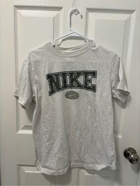 Nike White and Black Logo Crewneck Tee